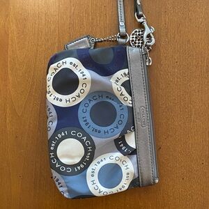 Coach Blue and Gray Wristlet